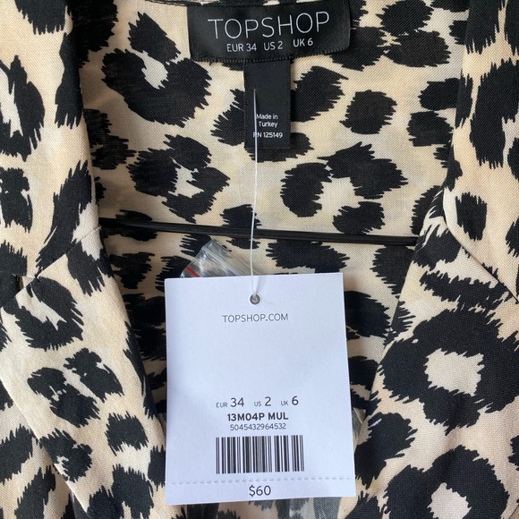 Topshop Leopard button down blouse with collar size US 2 - Picture 3 of 6
